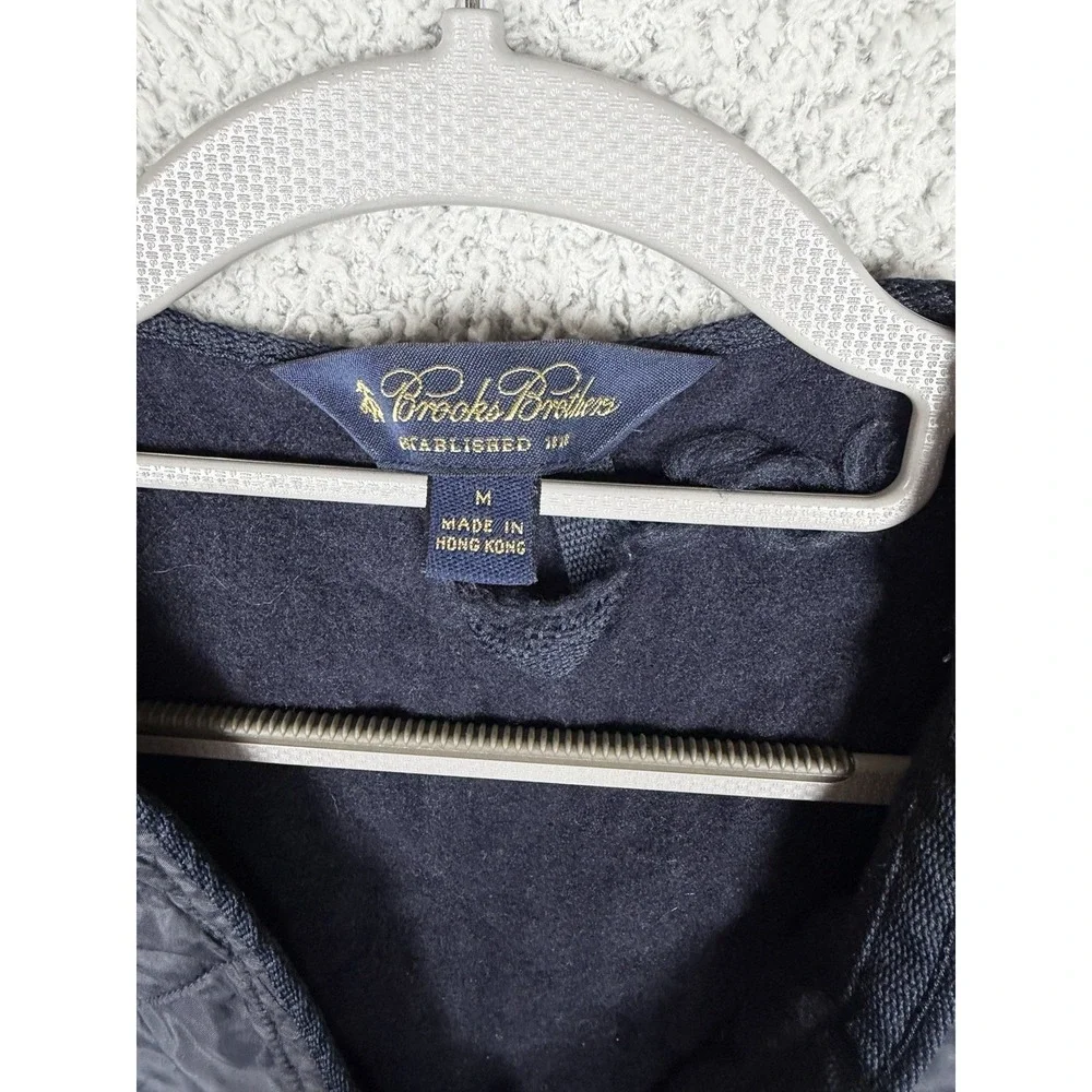 Brooks Brothers Mens M Navy Blue Quilted Vest Wool Lined Full Zip Preppy